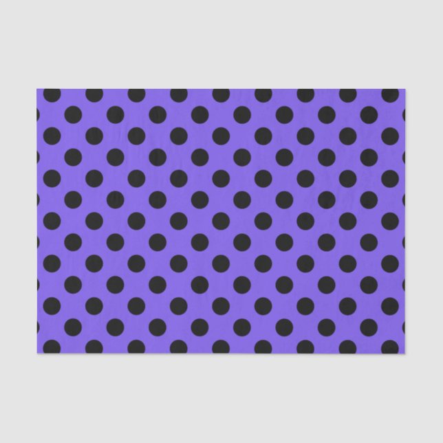 Papel De Seda Pos de polka negro en periwinkle (Anverso)
