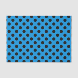 Papel De Seda Pos de polka negro sobre azul cielo