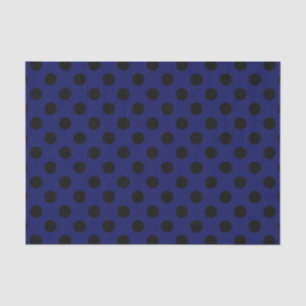 Papel De Seda Pos de polka negro sobre azul marino