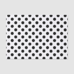 Papel De Seda Pos de polka negro sobre blanco
