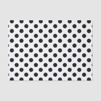 Papel De Seda Pos de polka negro sobre blanco