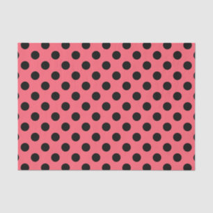 Papel De Seda Pos de polka negro sobre el coral