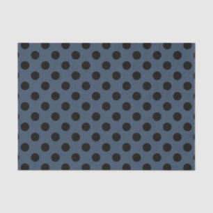 Papel De Seda Pos de polka negro sobre gris-azul