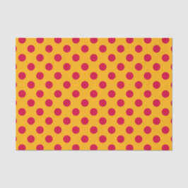 Papel De Seda Pos rojos de polka sobre amarillo
