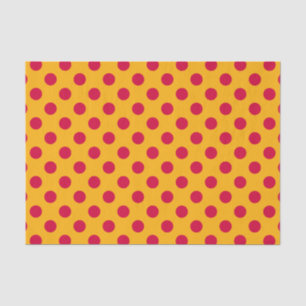 Papel De Seda Pos rojos de polka sobre amarillo