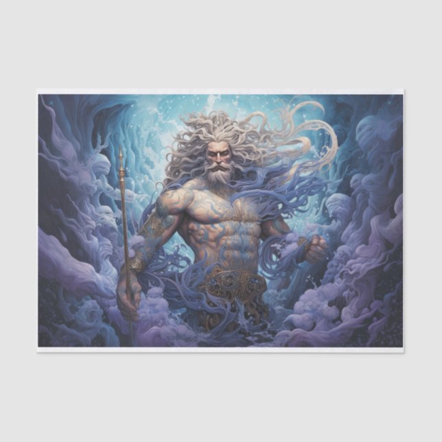 Papel De Seda Poseidon Greek God Under Sea Decoupage (Anverso)