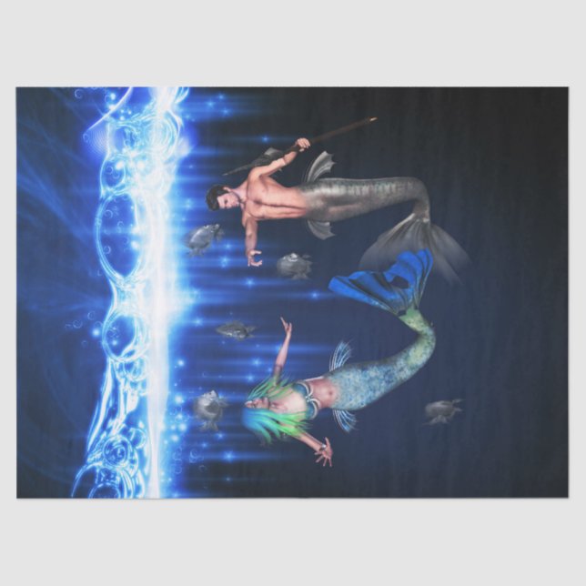 Papel De Seda Poseidón y la sirena (Anverso)