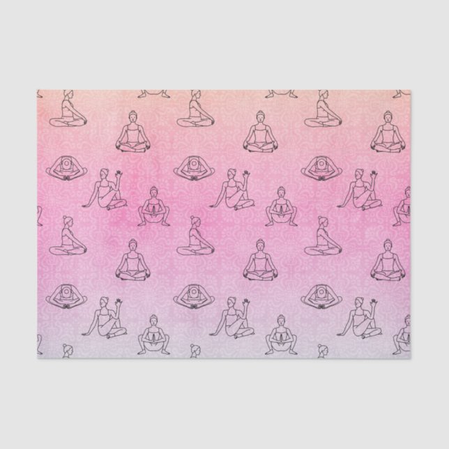 Papel De Seda Posiciones de yoga rosa (serie 75 de diseño rosa) (Anverso)