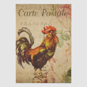 Papel De Seda Postal de desempate de pollo francés vintage