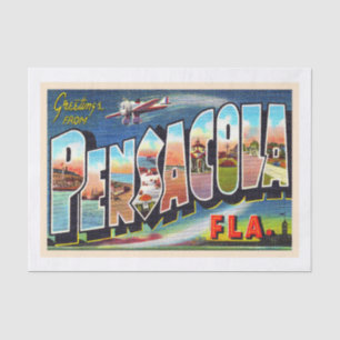 Papel De Seda Postal de letras grandes del Vintage de Pensacola 