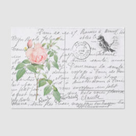 Papel De Seda Postal de pájaro Rosa fragante de escritura france