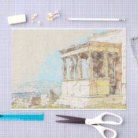 Postal de sketch de color vintage de grecia de Ate