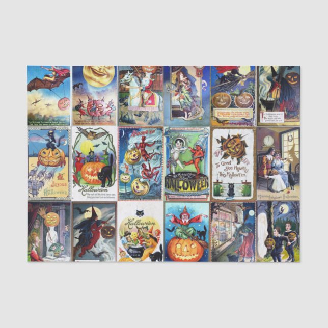 Papel De Seda Postal del vintage de Halloween (Anverso)