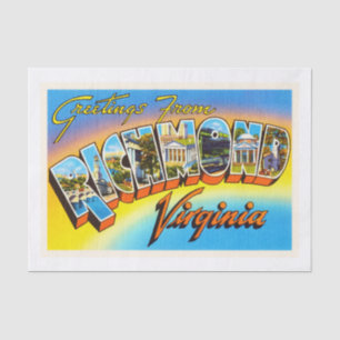 Papel De Seda Postal vieja del viaje del vintage de Richmond