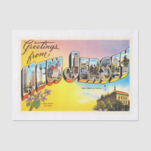 Papel De Seda Postal vieja del viaje del vintage del estado NJ