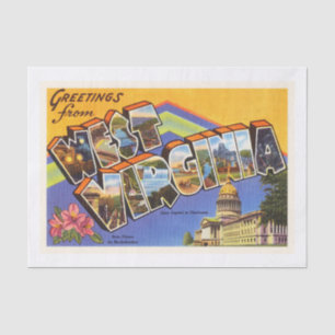 Papel De Seda Postal vieja del viaje del vintage del estado WV