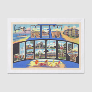 Papel De Seda Postales de letras grandes del estado de Nueva Jer