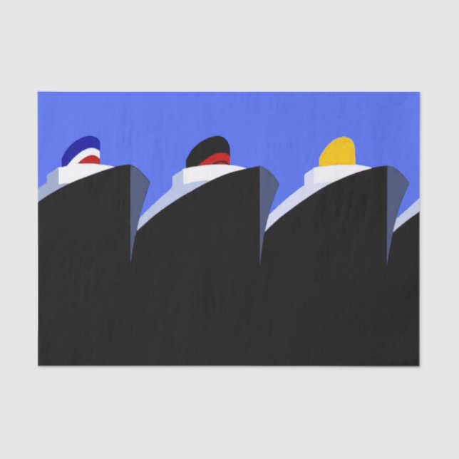 Papel De Seda Poster Art Deco de los buques de crucero de época (Anverso)