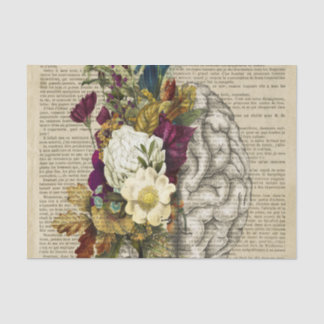 Papel De Seda poster de anatomía cerebral floral médica