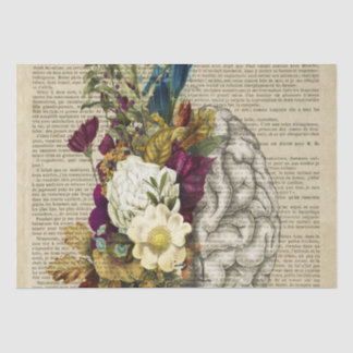 Papel De Seda poster de anatomía cerebral floral médica