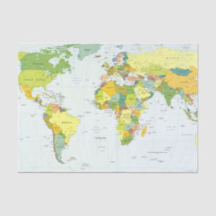 Papel De Seda Póster de Atlas Mapa Mundial Político: Decoración