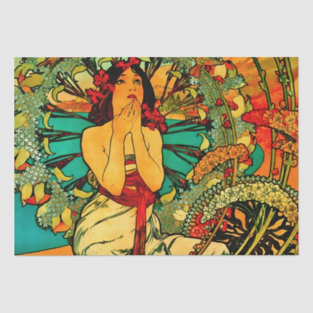 Papel De Seda Póster de Mónaco Montecarlo de Alphonse Mucha (Anverso)