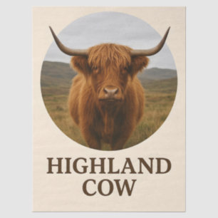 Papel De Seda Póster de retrato de vaca de las Highlands con "Va