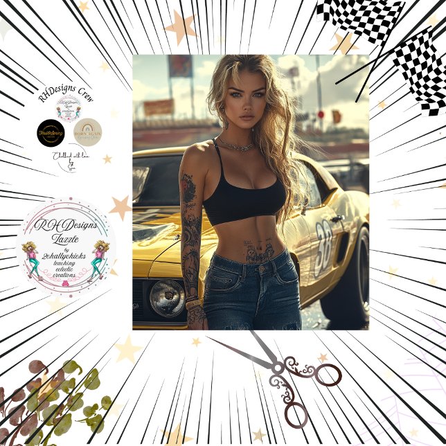 Papel De Seda Poster desahuciada de la Moda rubia y su auto musc (Subido por el creador)