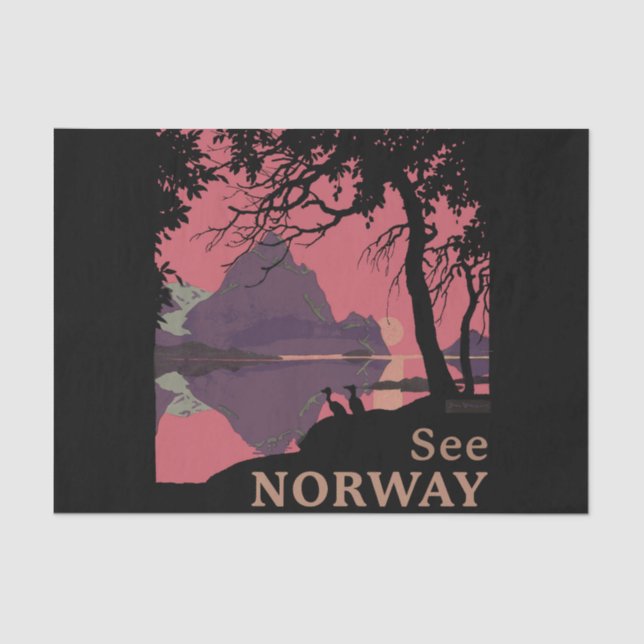 Papel De Seda Póster minimalista de puesta de sol en Noruega - F (Anverso)