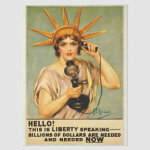 Papel De Seda Póster vintage de la Primera Guerra Mundial 'Hola,