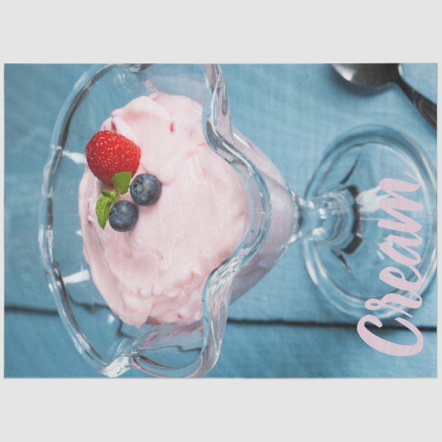 Papel De Seda Postre de crema de frambuesa con menta y regalo de (Anverso)