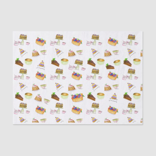 Papel De Seda Postres Franceses Acuarelas Con Café (Anverso)