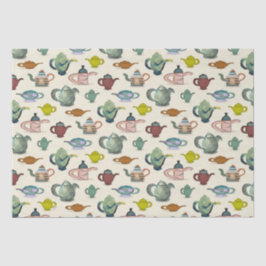 Papel De Seda Potes de té con patrón de bonito