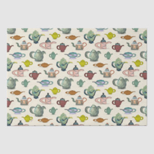 Papel De Seda Potes de té con patrón de bonito