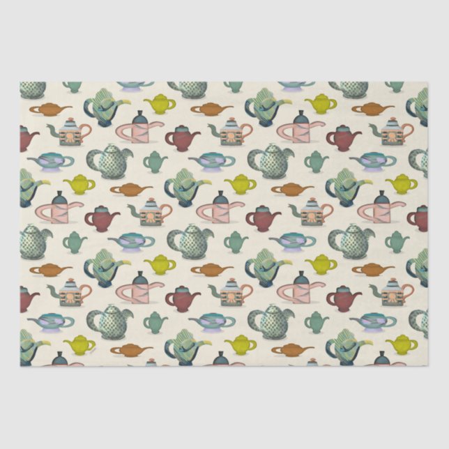 Papel De Seda Potes de té con patrón de bonito (Anverso)