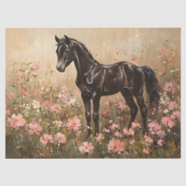Papel De Seda Potro con flores rosa claro decoupage