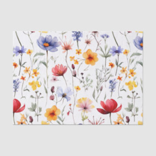 Papel De Seda Pradera de flores silvestres brillantes en tono pa