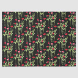 Papel De Seda Pradera de verano de amapolas rojas, flores silves