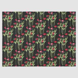 Papel De Seda Pradera de verano de amapolas rojas, flores silves