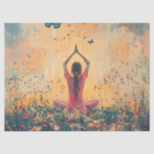 Papel De Seda Pradera del Atardecer Meditación con Mariposas (1)