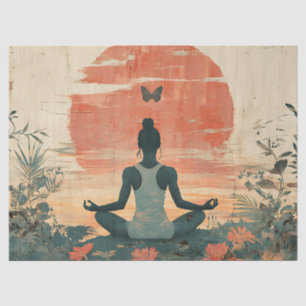 Papel De Seda Pradera del Atardecer Meditación con Mariposas (5)
