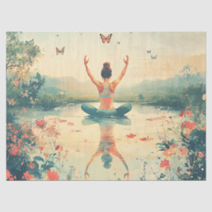 Papel De Seda Pradera del Atardecer Meditación con Mariposas (8)