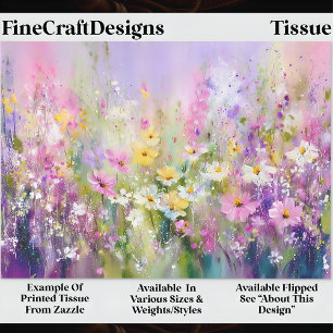 Papel De Seda Pradera Primaveral de Flores Silvestres Vibrantes 