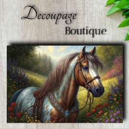 Papel De Seda Prado de Caballo Decorado con Decoupage