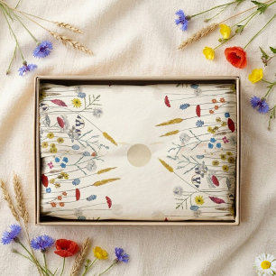 Papel De Seda Prado de flores silvestres de acuarela pintado a m