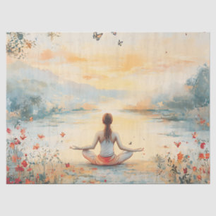 Papel De Seda Prado de la puesta de sol meditación con mariposas
