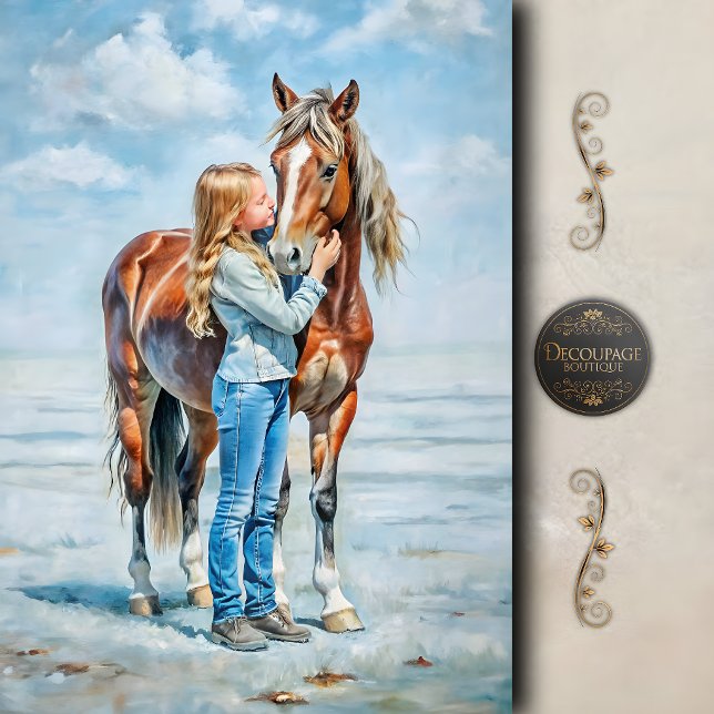 Papel De Seda Prado del Caballo Dorado Decoupage (Golden Horse Meadow Decoupage Tissue Paper)