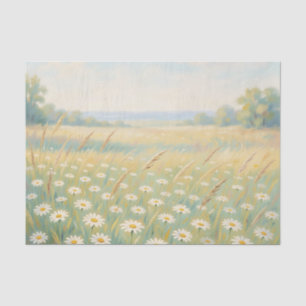 Papel De Seda Prado Silvestre de Margaritas Blancas y Soleado