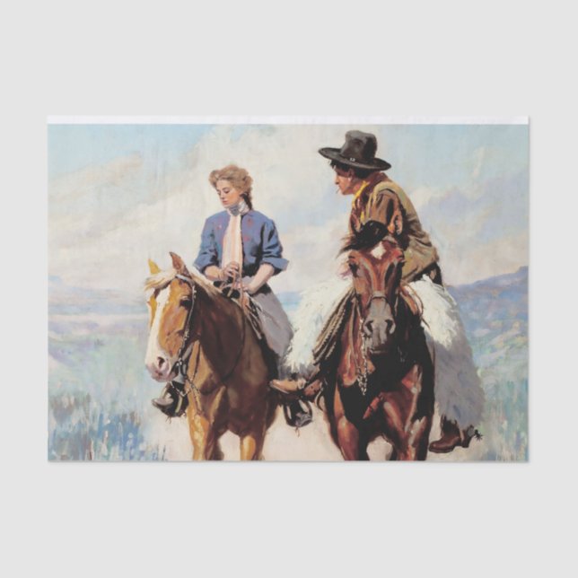 Papel De Seda "Prairie Courtship" por W Herbert Dunton (Anverso)