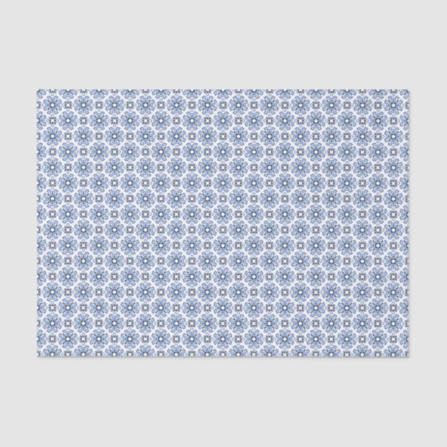 Papel De Seda Prairie Porcelain Indigo Dismal Frontier Motif (Anverso)